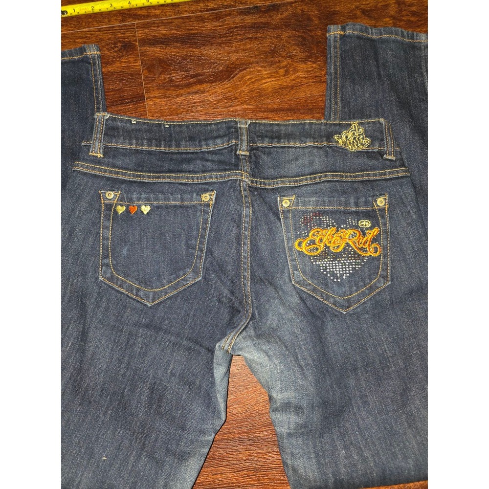 Ecko Red Women's Dark Wash Skinny Jeans Size 7 Embroidered Pocket Denim‎ Y2K